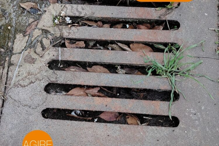 via delle cave a castiglione - dettaglio di un tombino ostruito