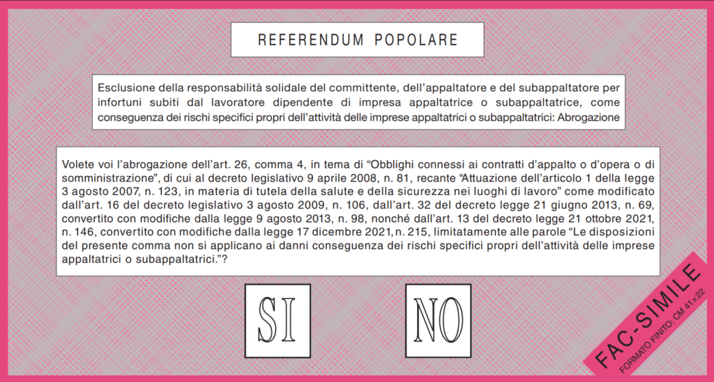 Referendum 8 e 9 giugno: quesito 4